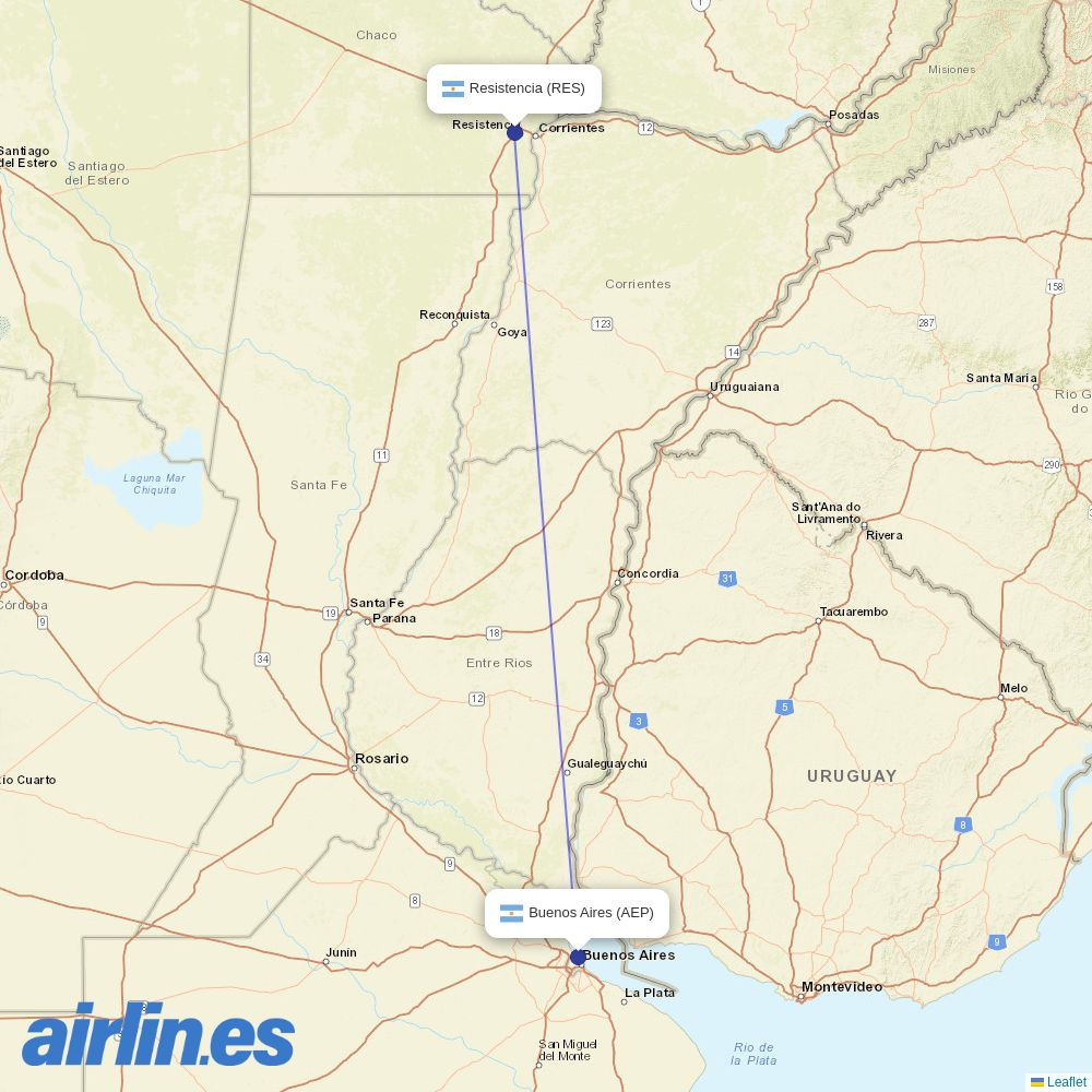 JetSMART from Resistencia destination map