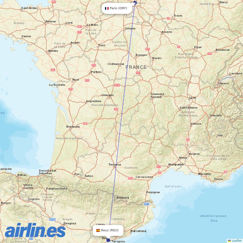 Vueling from Reus destination map