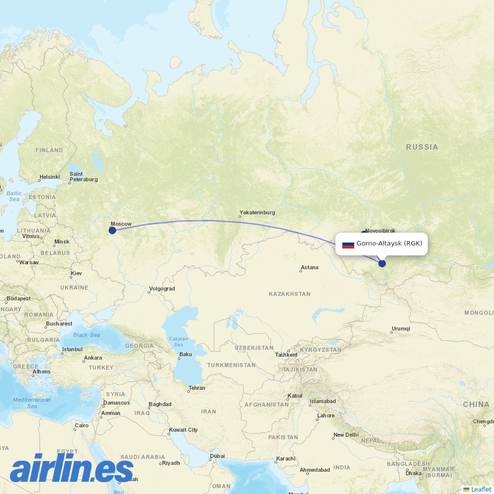S7 Airlines at RGK route map