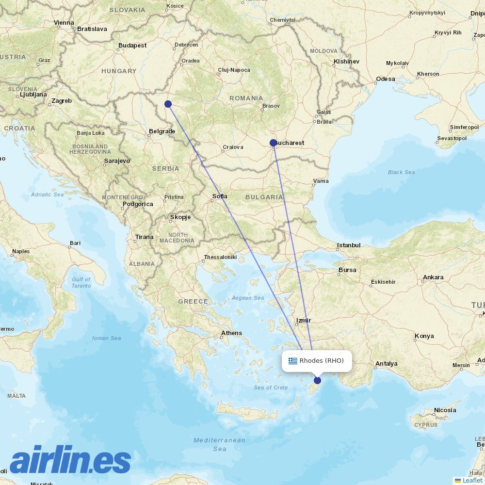 Animawings from Rhodes International Airport destination map
