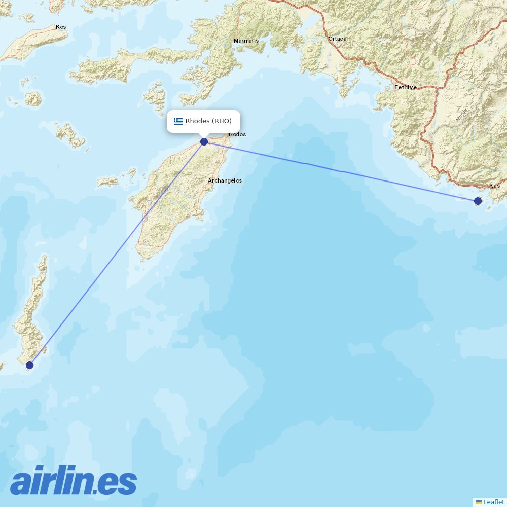 Olympic Air at RHO route map