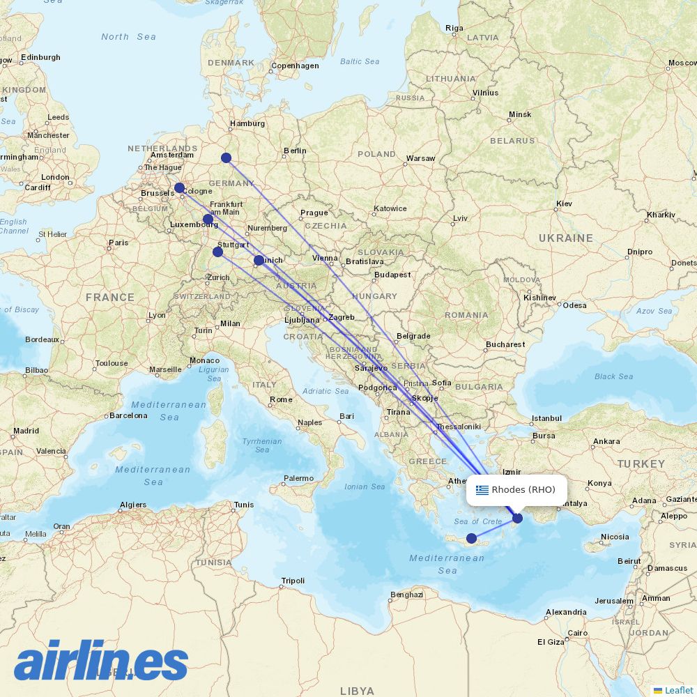 TUIfly at RHO route map