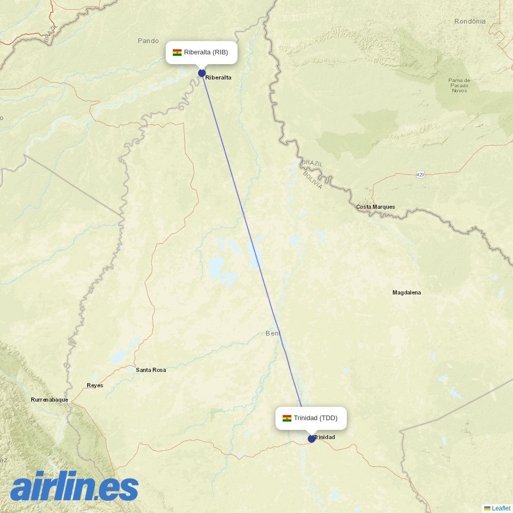 EcoJet at RIB route map