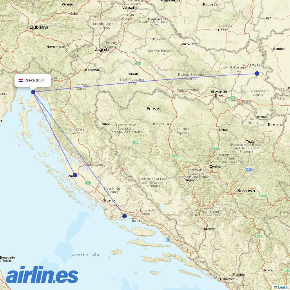 Trade Air at RJK route map