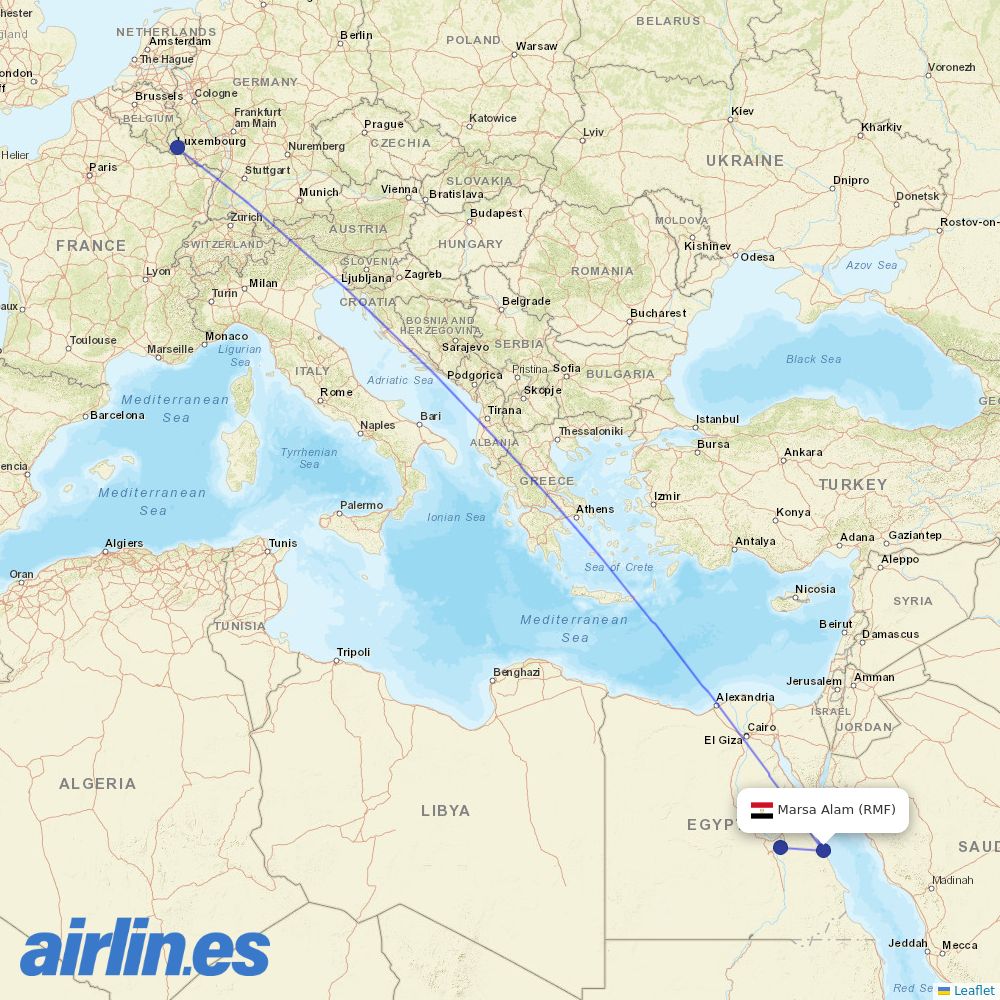 Luxair from Marsa Alam Airport destination map