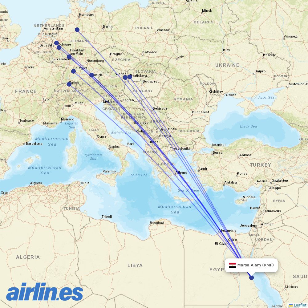 Air Cairo at RMF route map