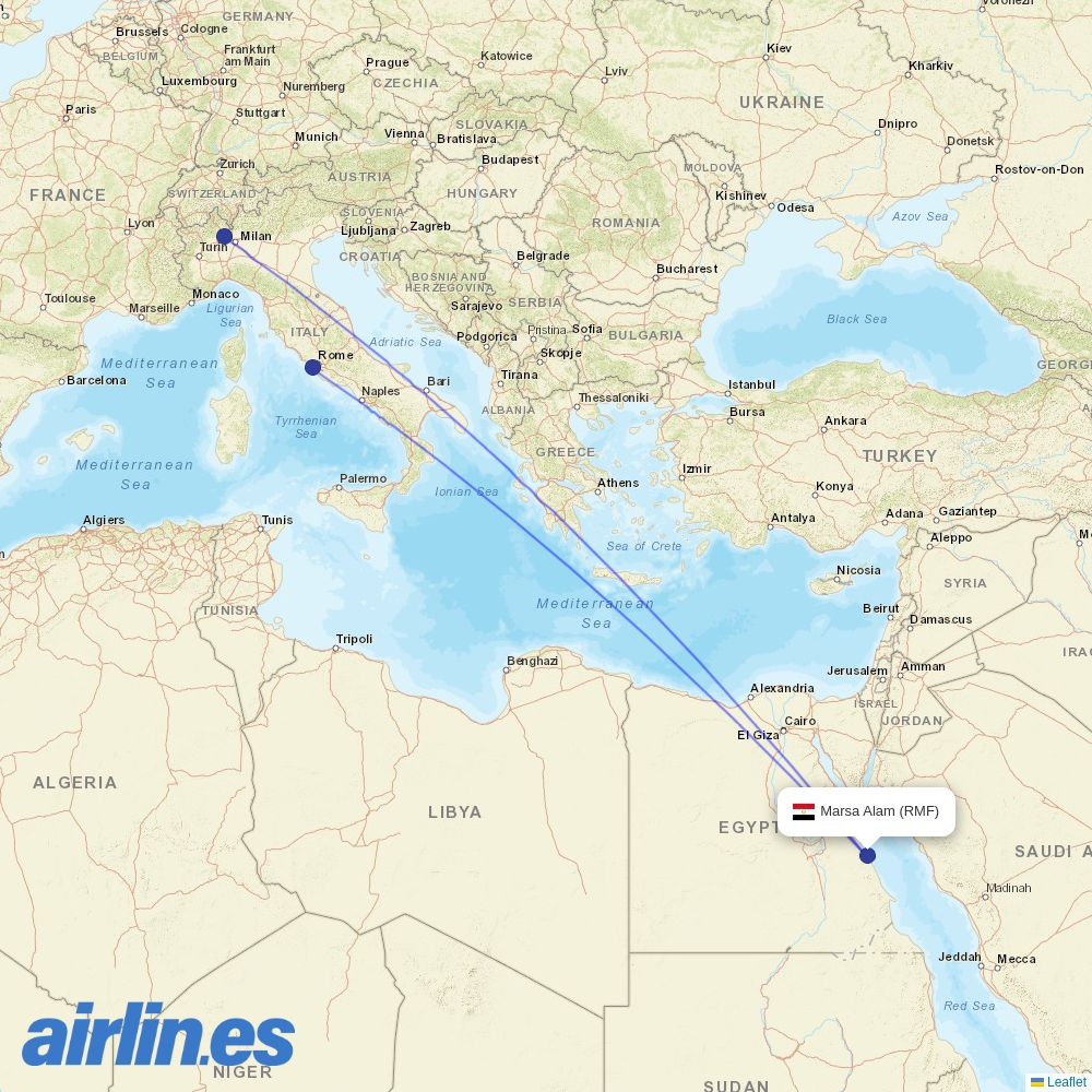 Wizz Air Malta from Marsa Alam Airport destination map