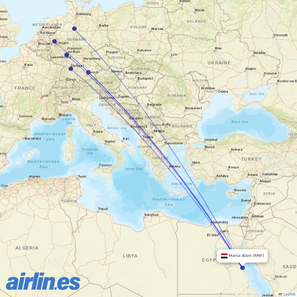 TUI fly Deutschland from Marsa Alam Airport destination map