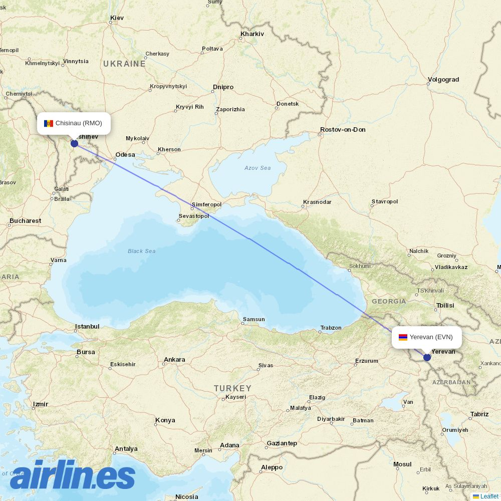 FlyOne Armenia at RMO route map
