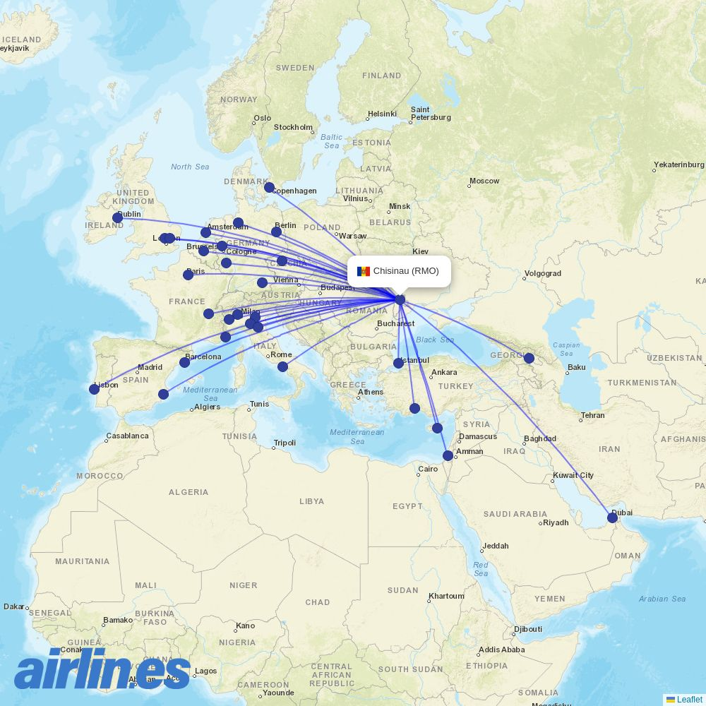 Fly One from Chisinau International Airport destination map