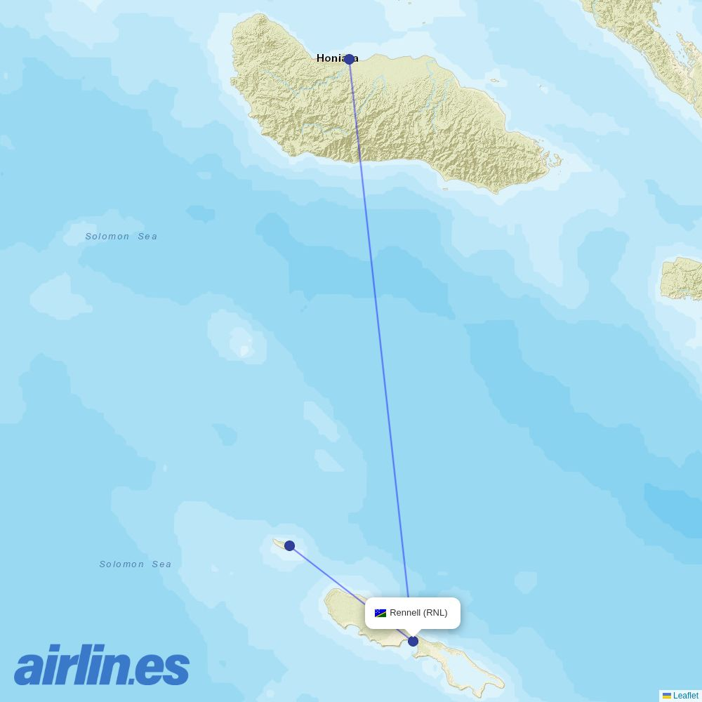 Solomon Airlines at RNL route map