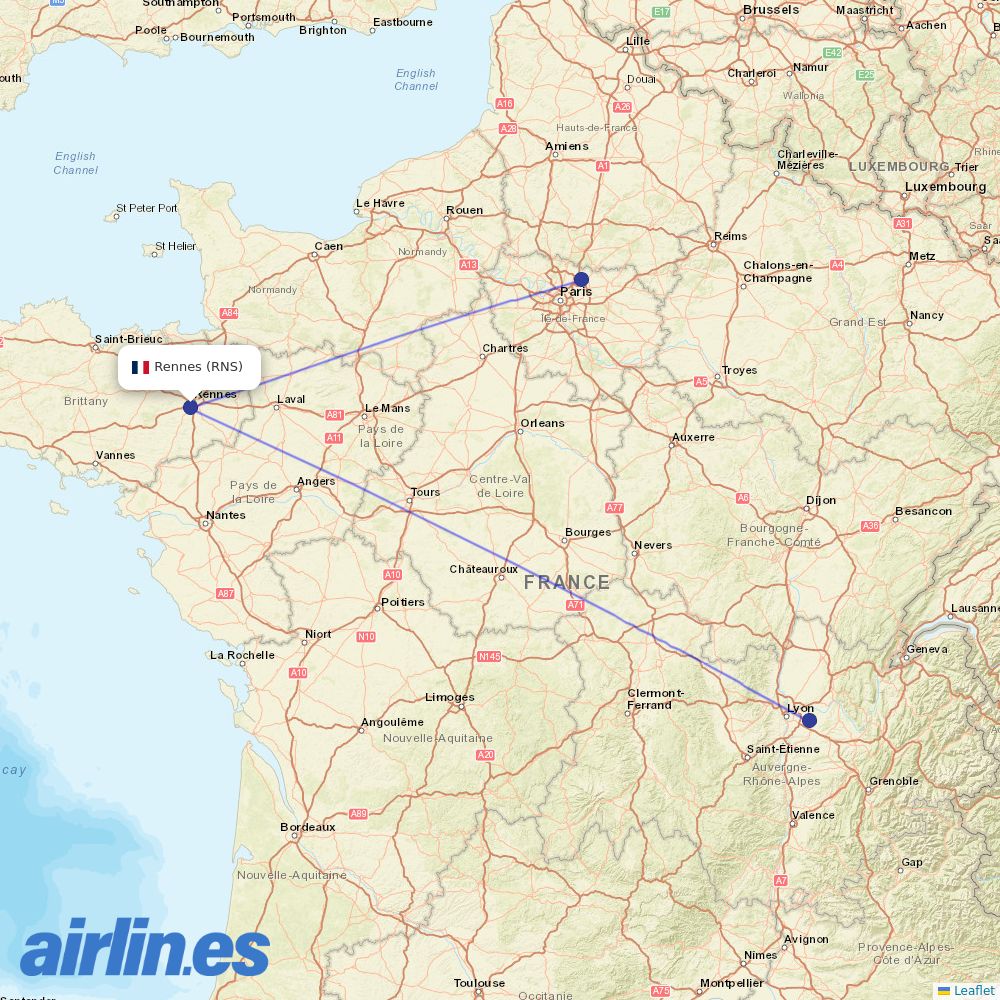 Air France from St Jacques destination map