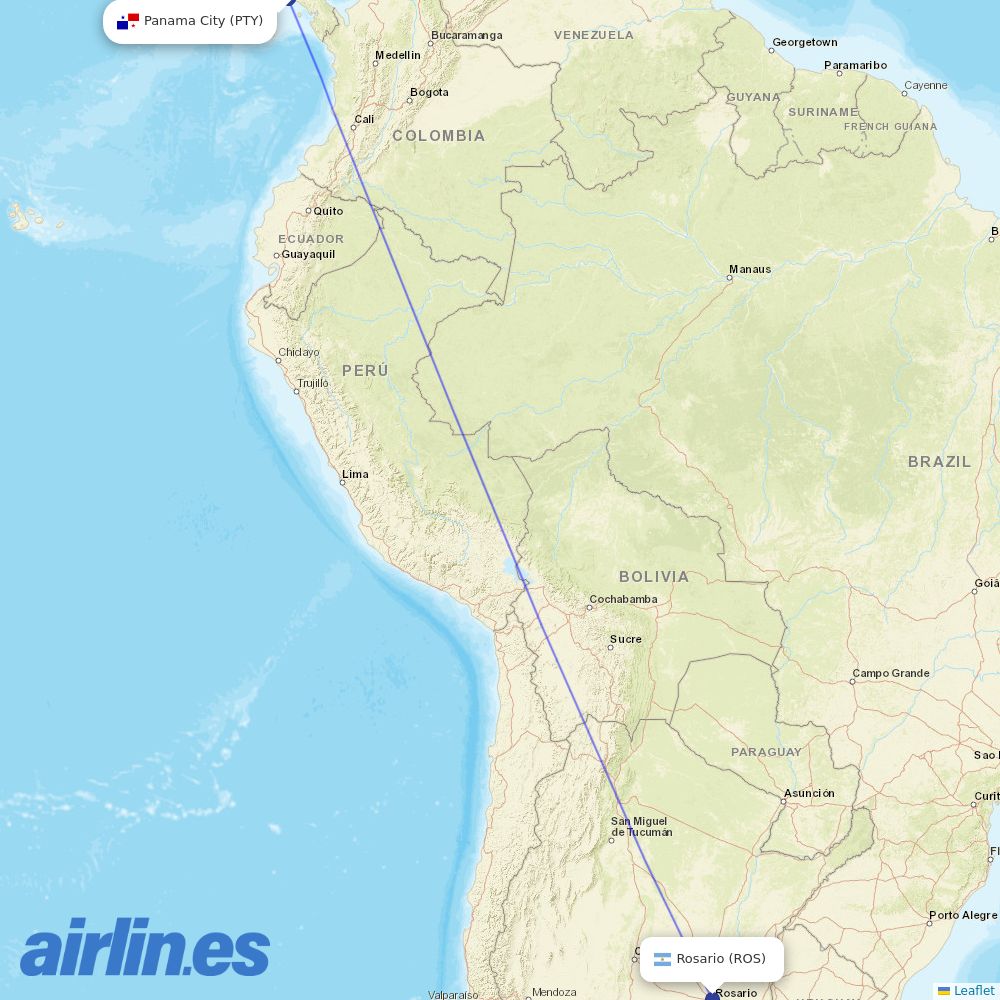 Copa Airlines from Rosario destination map