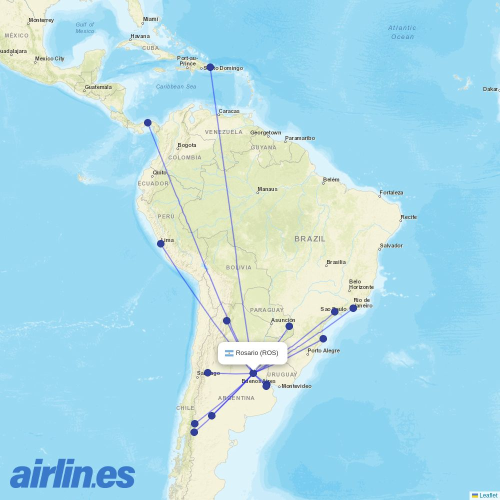 LATAM Airlines from Rosario destination map