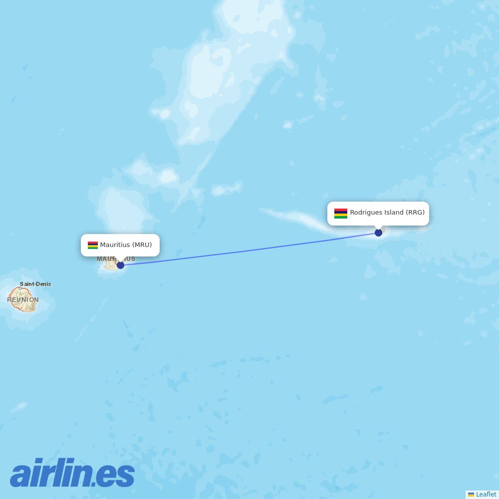 Air Mauritius at RRG route map