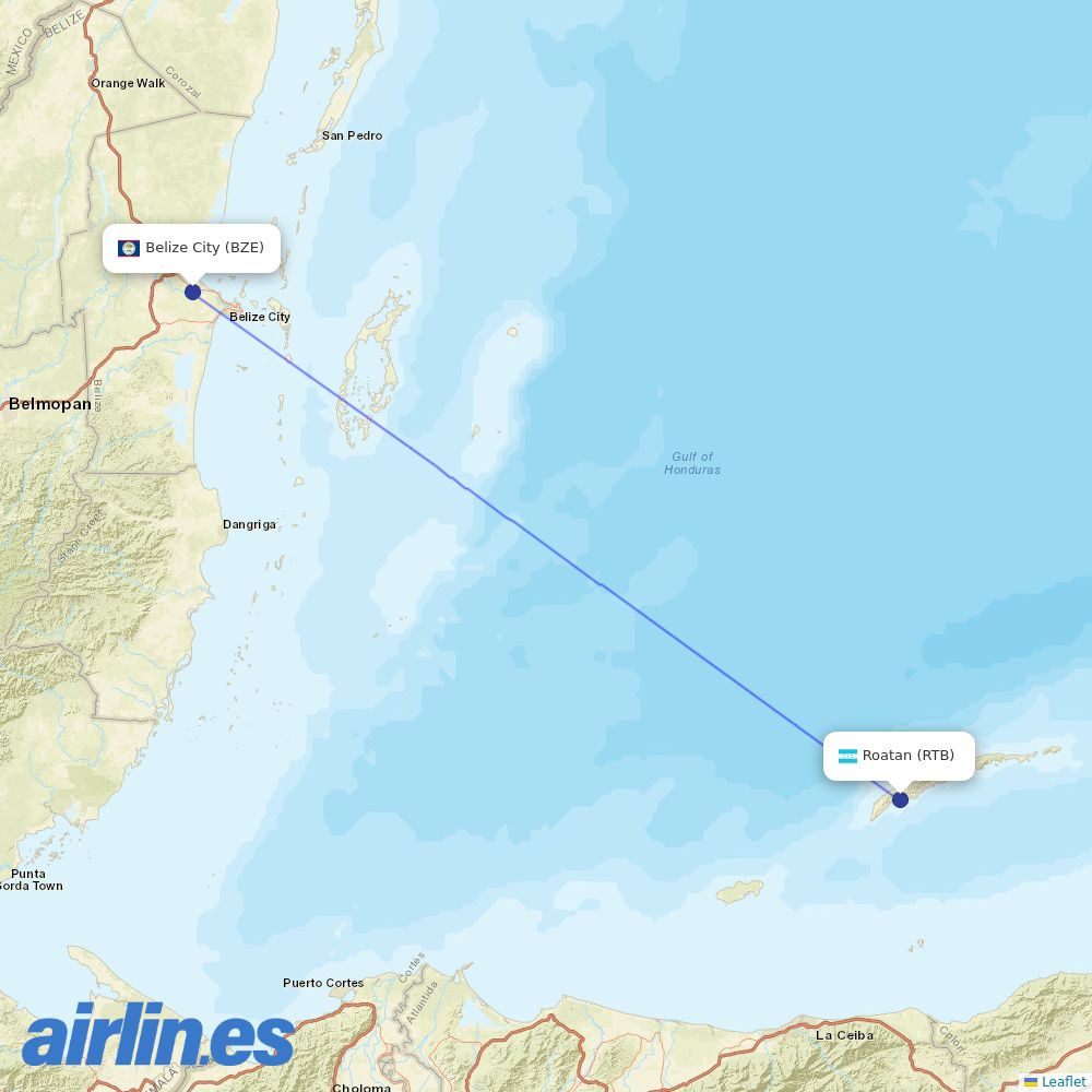 Tropic Air at RTB route map