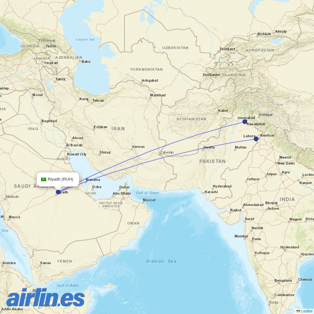 FJ at RUH route map
