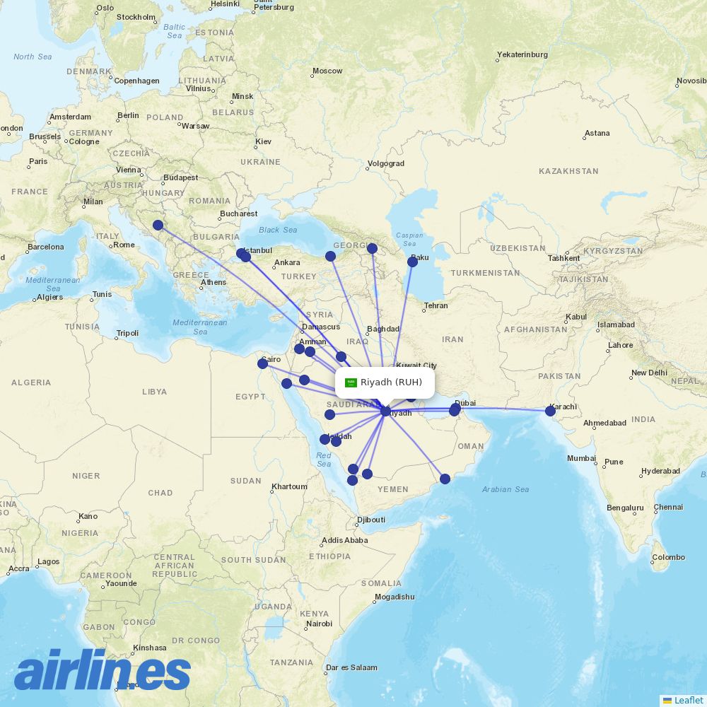 Flyadeal at RUH route map