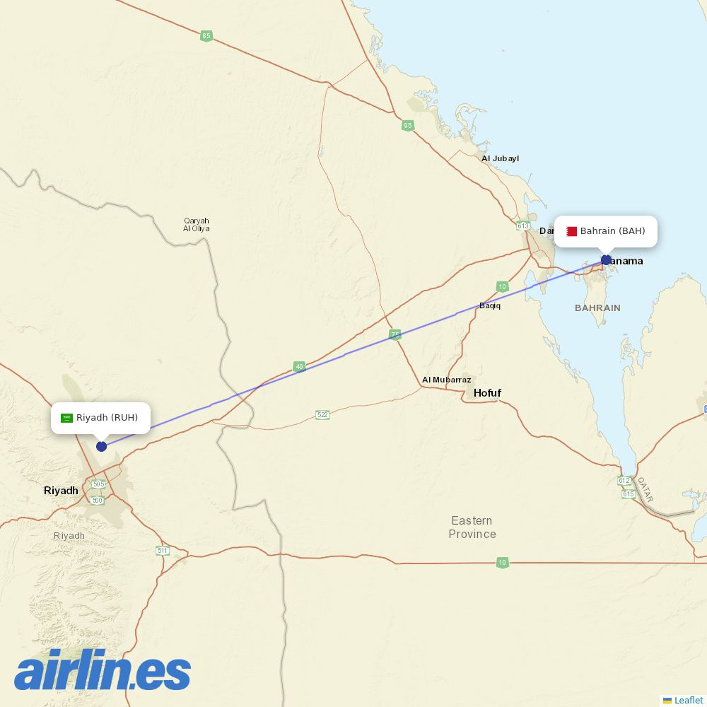 Gulf Air at RUH route map