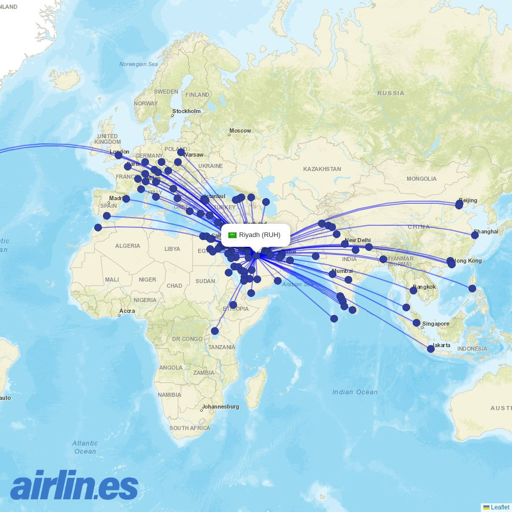 Nesma Airlines at RUH route map