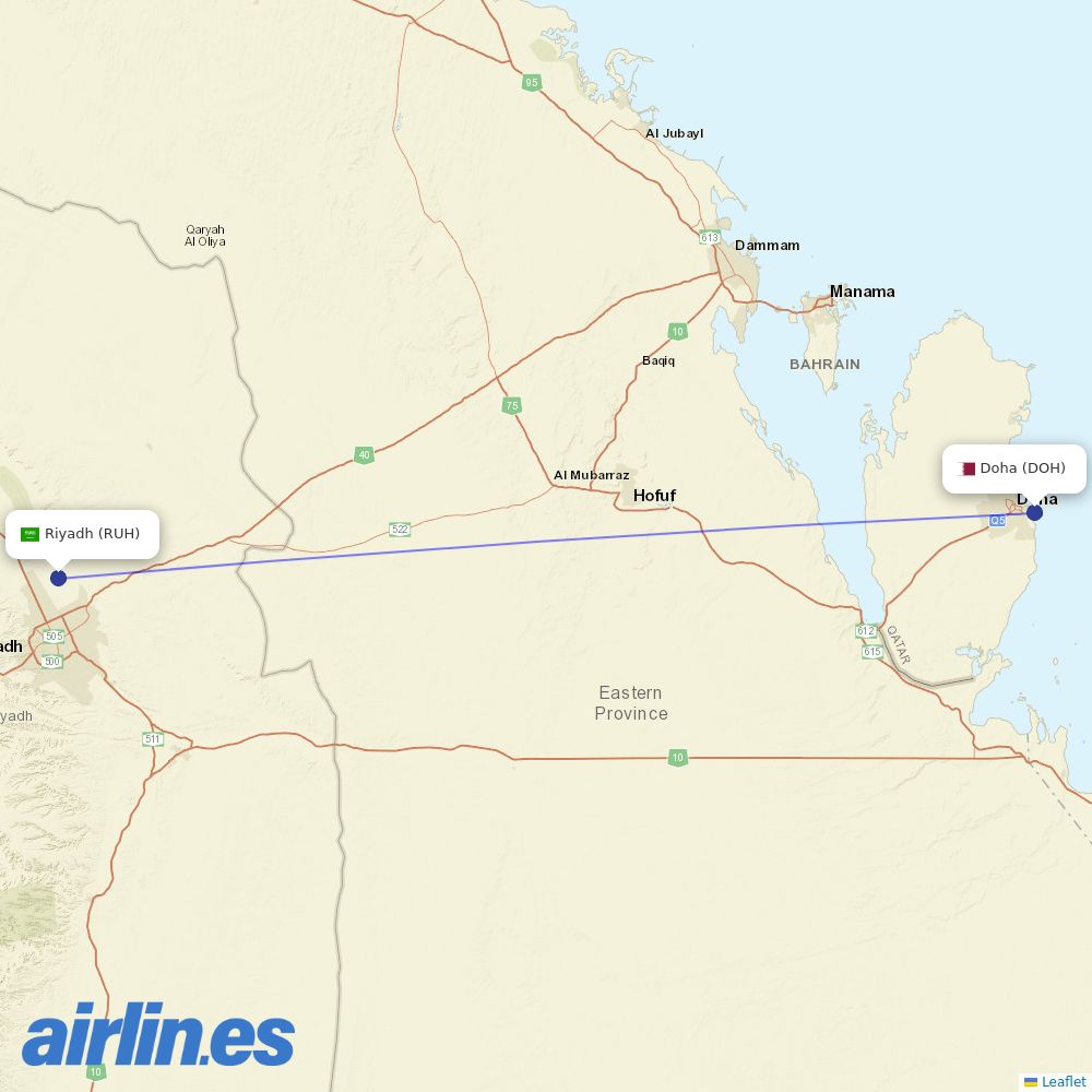 Qatar Airways at RUH route map