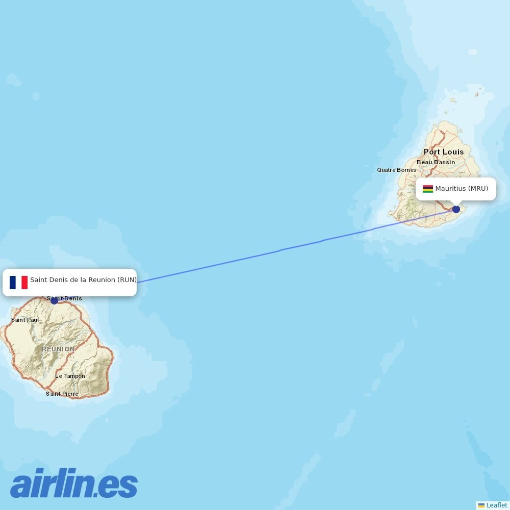 Air Mauritius at RUN route map