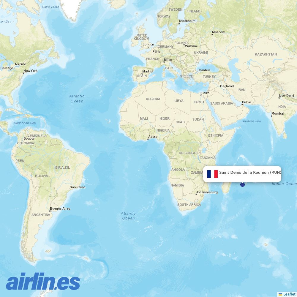 Air Austral from St Denis de la Reunion destination map