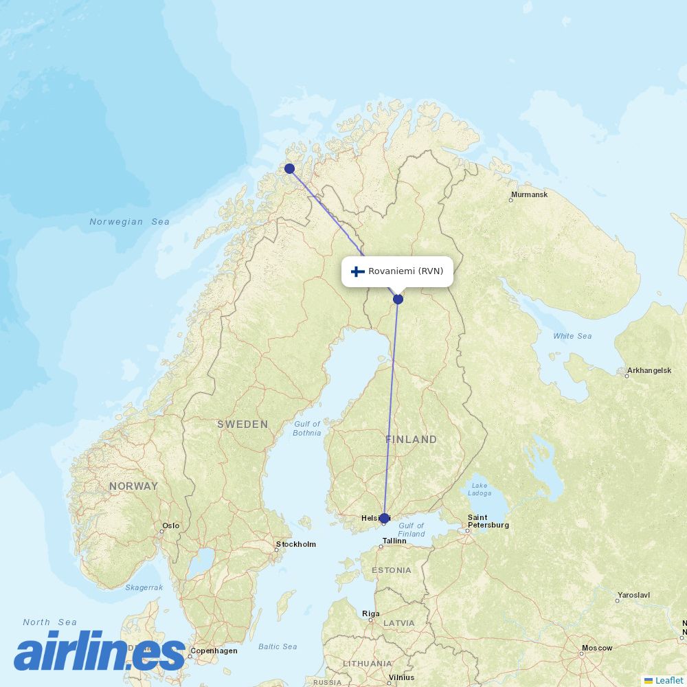 Finnair at RVN route map