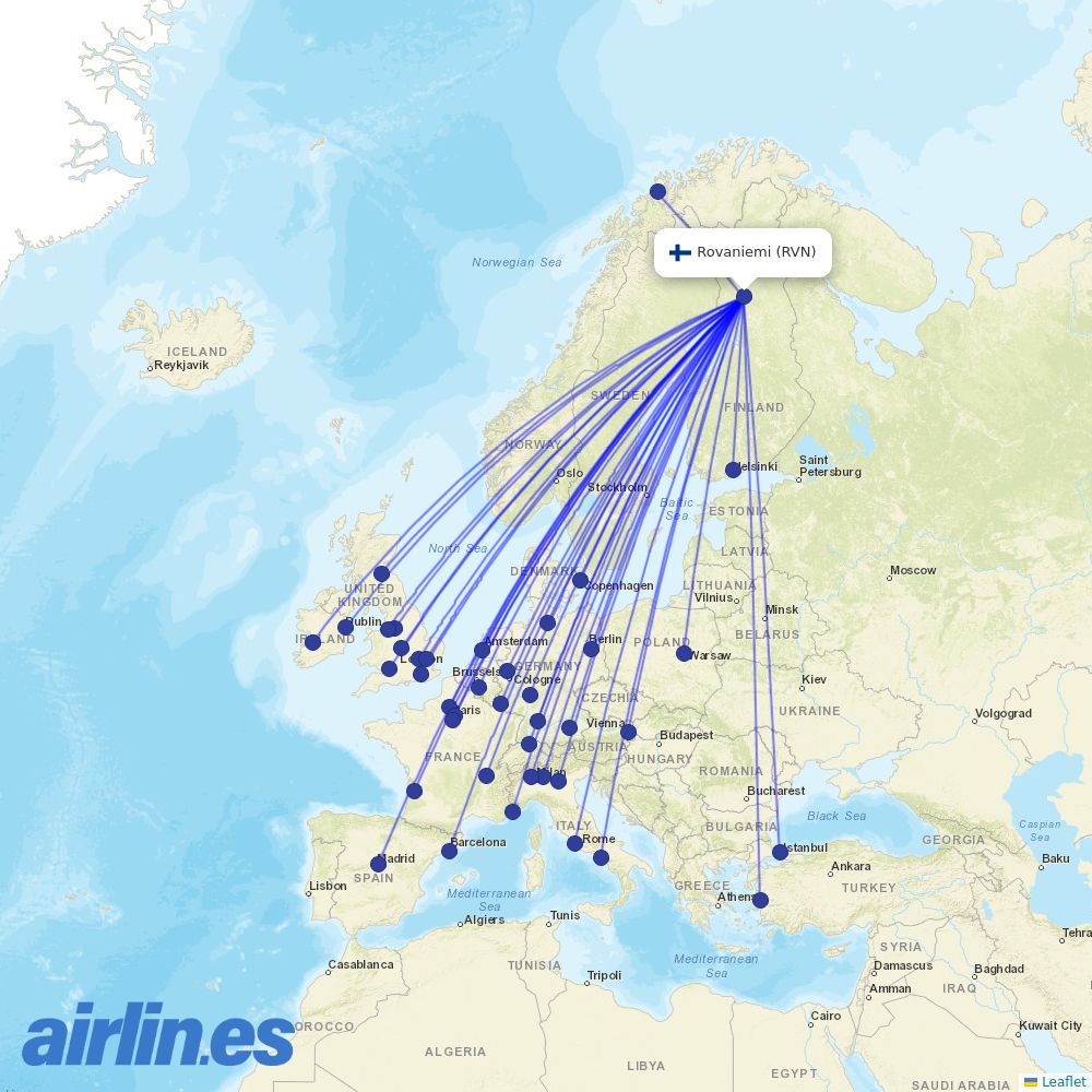Eurowings from Rovaniemi destination map