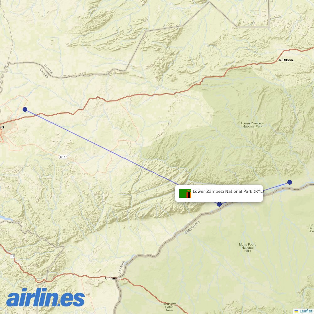 Proflight Zambia at RYL route map