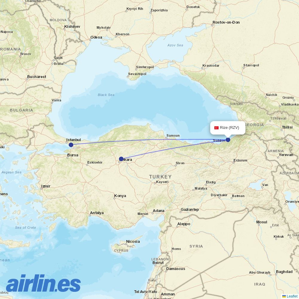 AJet at RZV route map