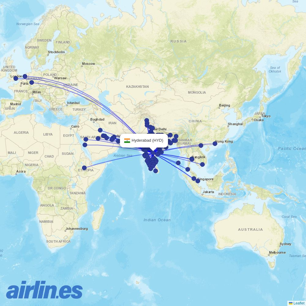 Vietnam Airlines from Siem Reap-Ankor International Airport destination map