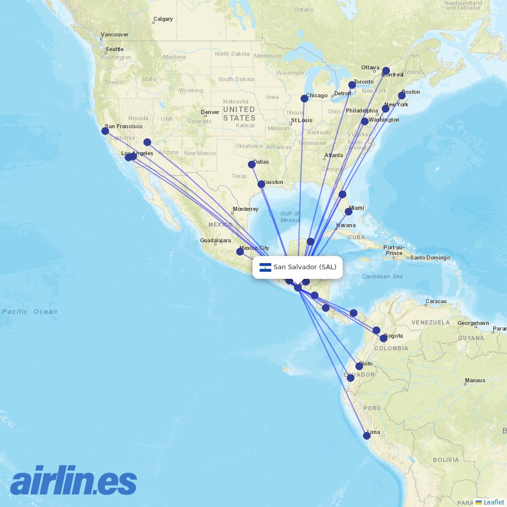 AVIANCA at SAL route map