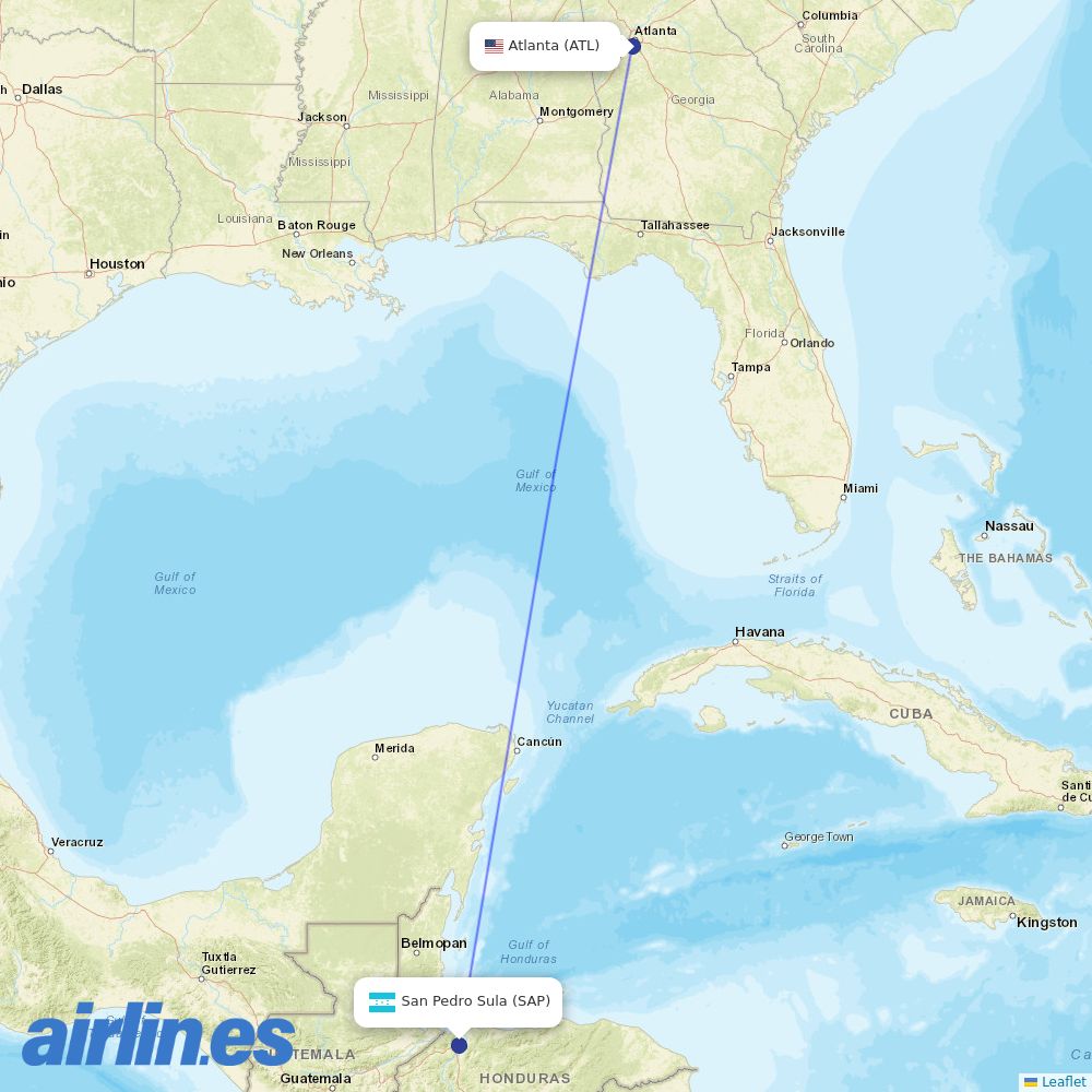 Delta Air Lines from La Mesa International destination map