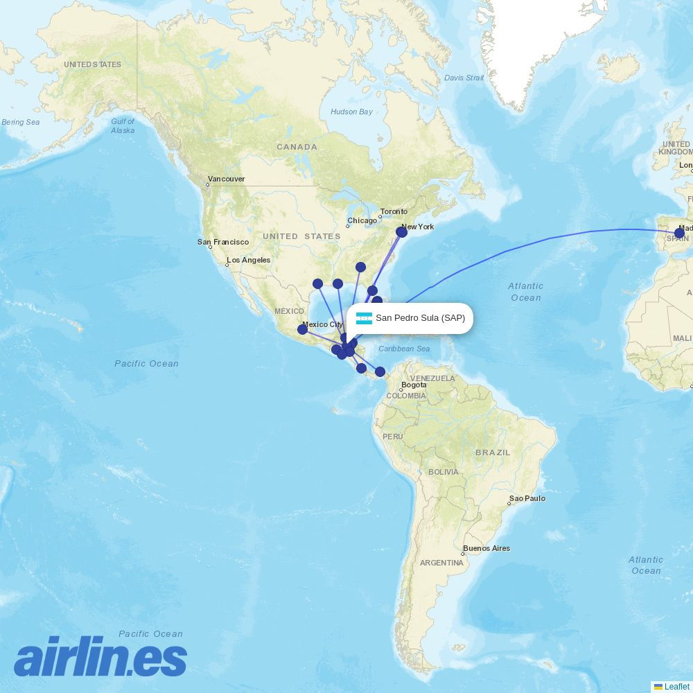 Frontier Airlines from La Mesa International destination map
