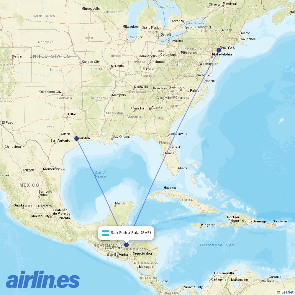 United Airlines from La Mesa International destination map