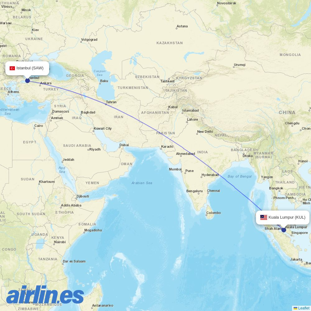 AirAsia X at SAW route map