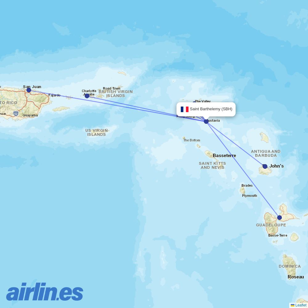 Anguilla Air Services at SBH route map