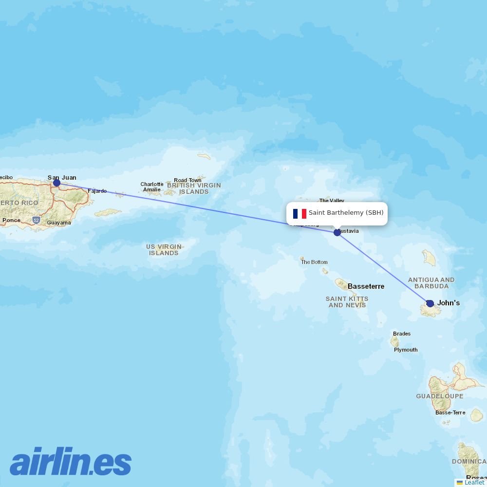 Tradewind Aviation at SBH route map