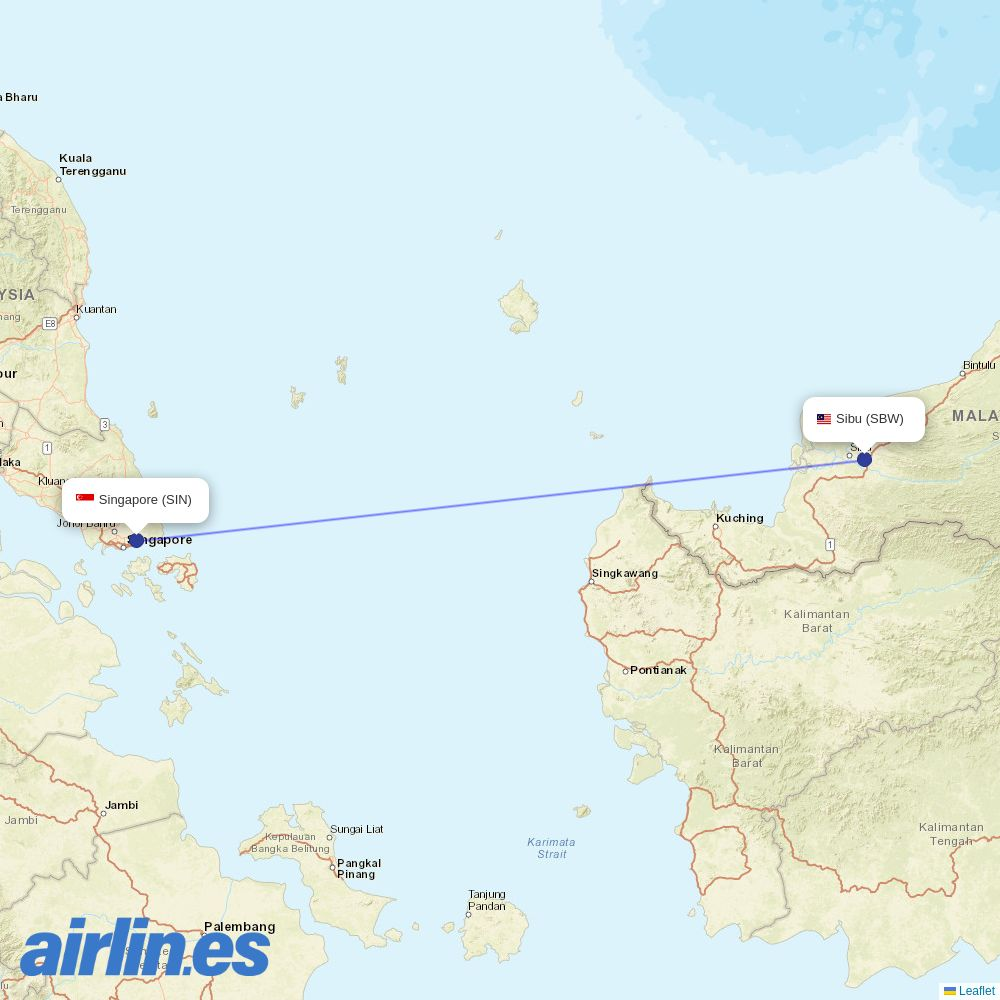 Scoot from Sibu destination map