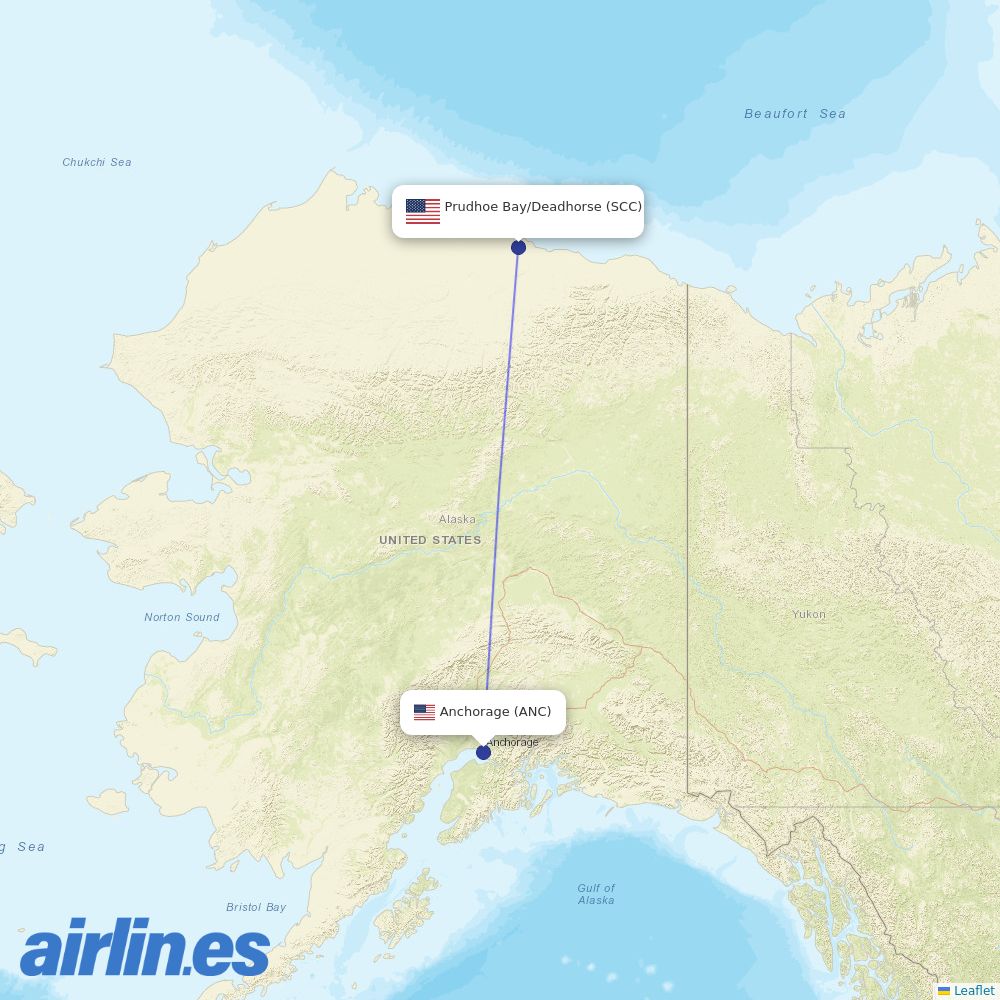 Alaska Airlines from Deadhorse destination map