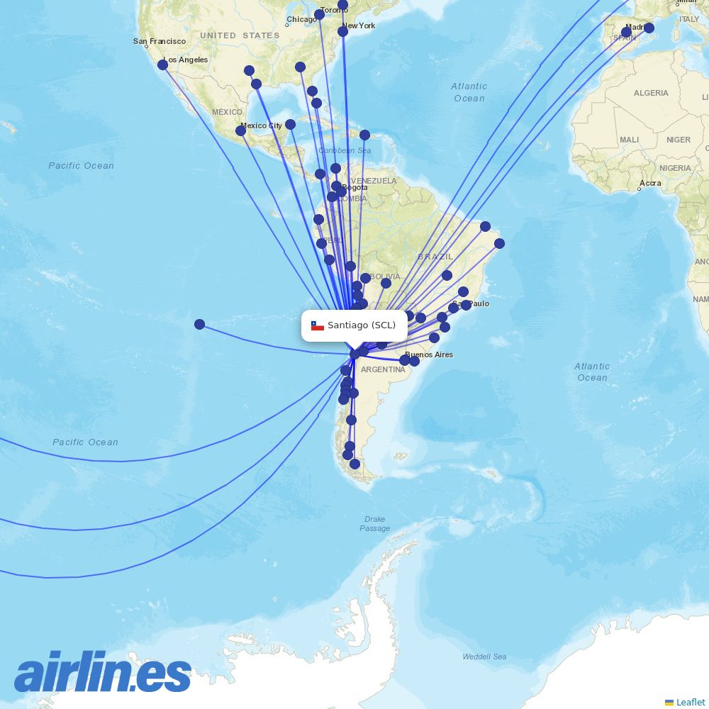 LATAM at SCL route map