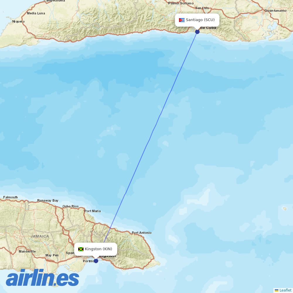 interCaribbean Airways from Antonio Maceo International destination map