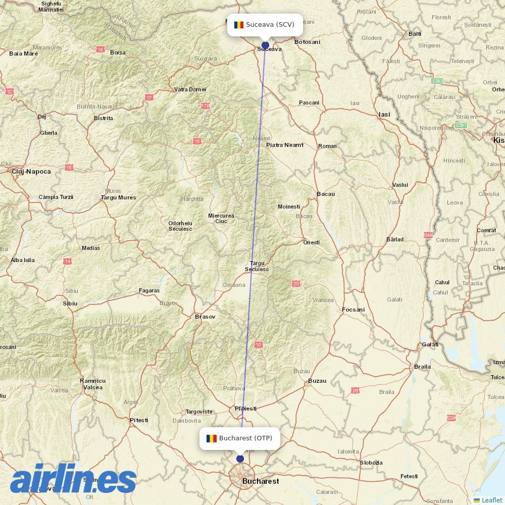 TAROM at SCV route map