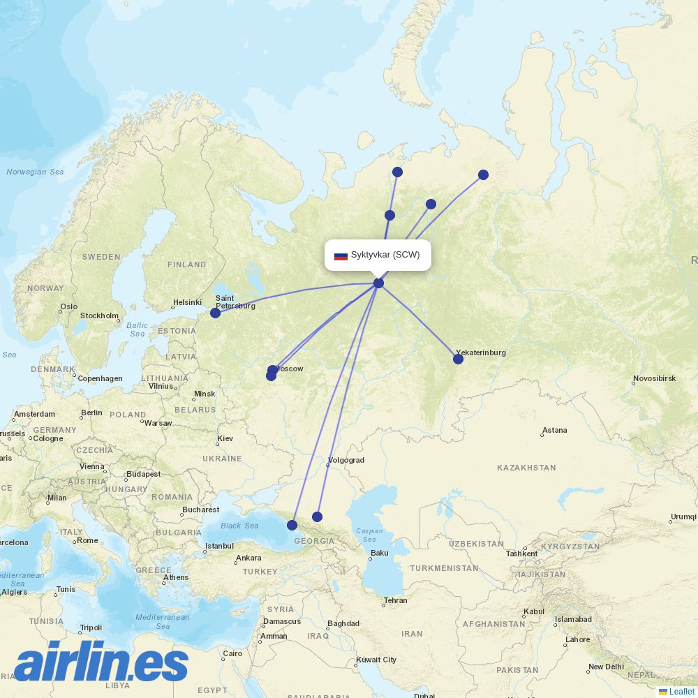 Ikar from Syktyvkar destination map