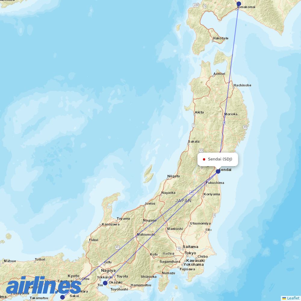 Peach Aviation at SDJ route map