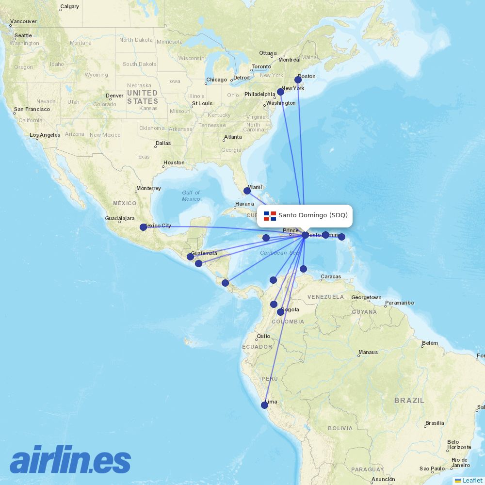 Arajet at SDQ route map