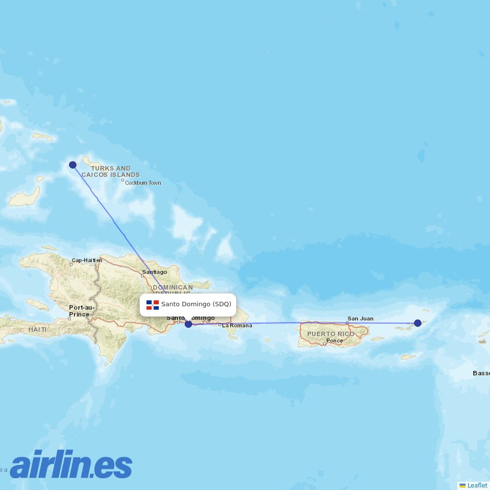 interCaribbean Airways at SDQ route map