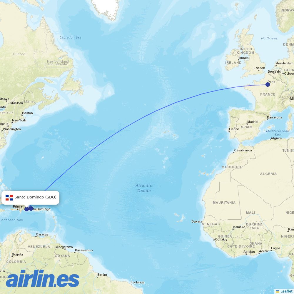 Air Caraibes at SDQ route map