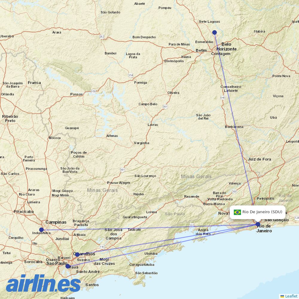 Azul at SDU route map